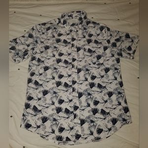 Men's Primark XL Short Sleeve Button Down Navy Floral Print Shirt